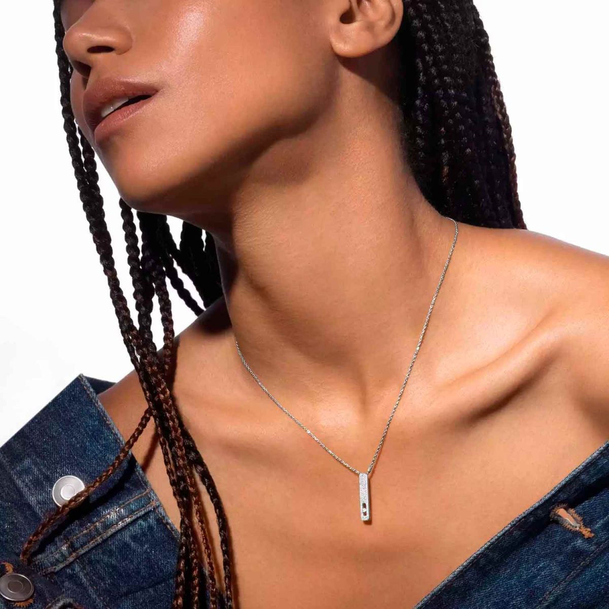 MESSIKA COLLAR DE ORO BLANCO CON DIAMANTES MY FIRST DIAMOND>