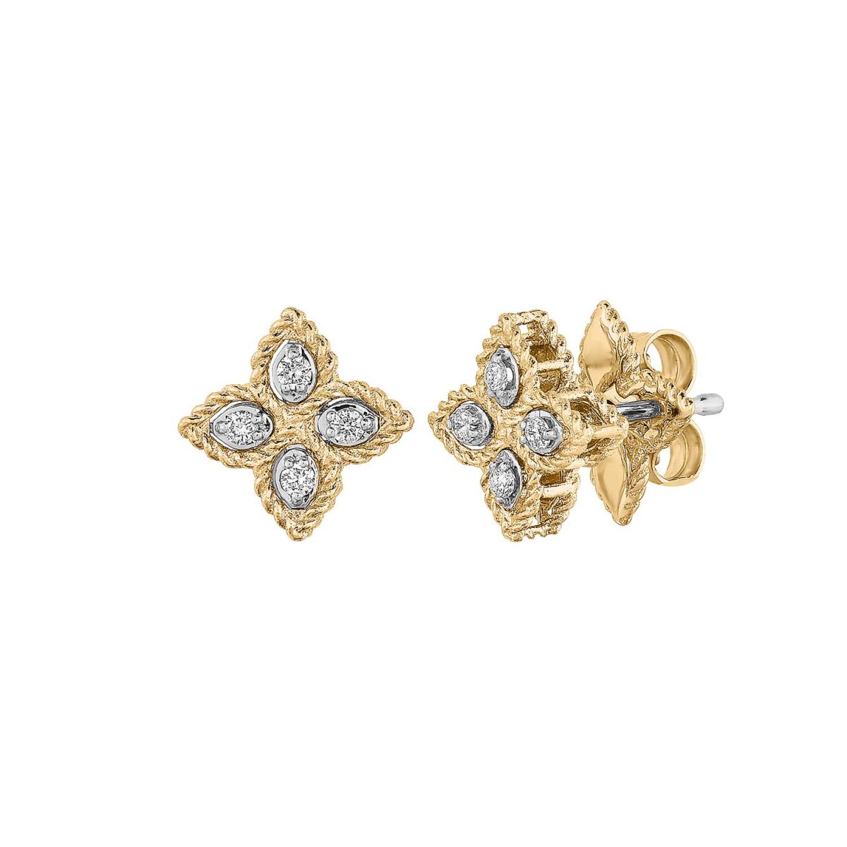 ROBERTO COIN YELLOW AND WHITE GOLD EARRINGS WITH DIAMONDS
