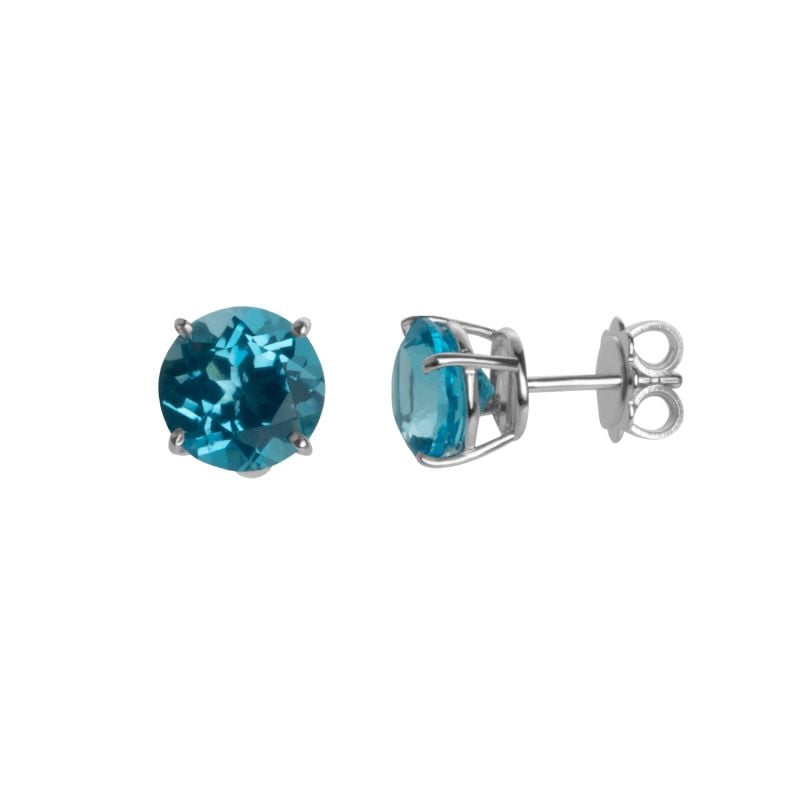 QUERA PENDIENTES DE ORO BLANCO CON TOPACIO AZUL