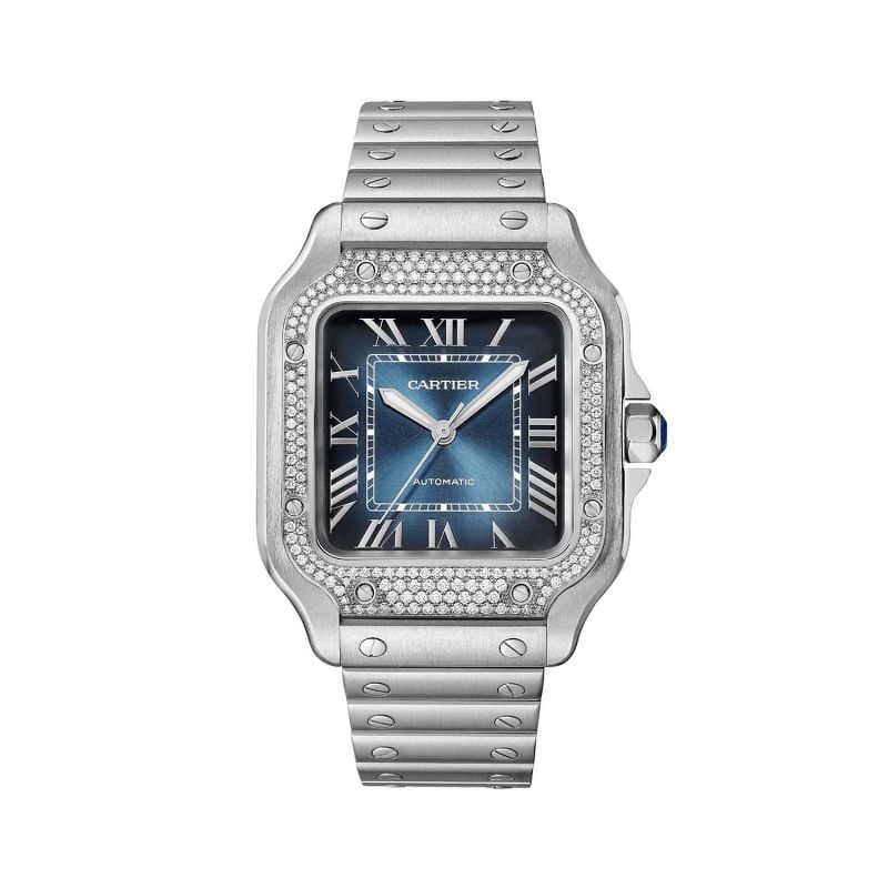 RELOJ CARTIER SANTOS DE CARTIER MEDIDA MEDIANA, AUTOMATICO, ACERO, DIAMANTES