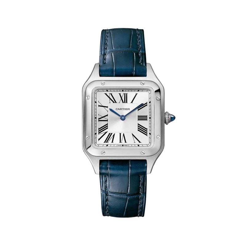 RELOJ CARTIER SANTOS-DUMONT MODELO PEQUEÑO, ACERO, PIEL