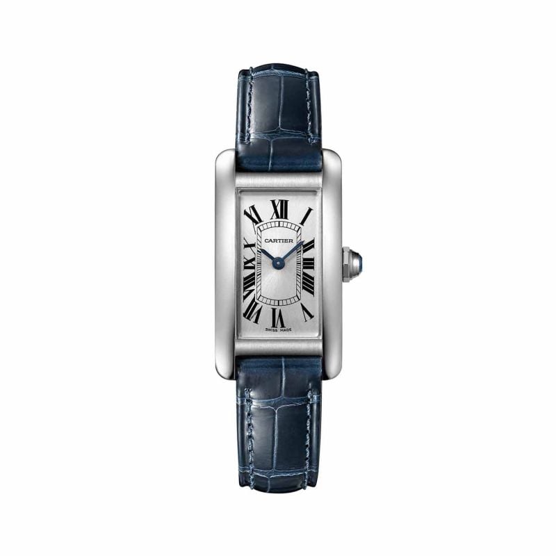 CARTIER WATCH TANK AMÉRICAINE SMALL MODEL, STEEL, LEATHER