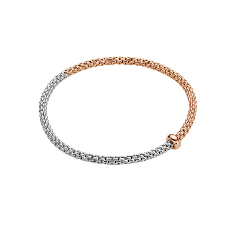 FOPE ROSE GOLD AND WHITE GOLD BRACELET WITH 1 WHITE DIAMOND PRIMA