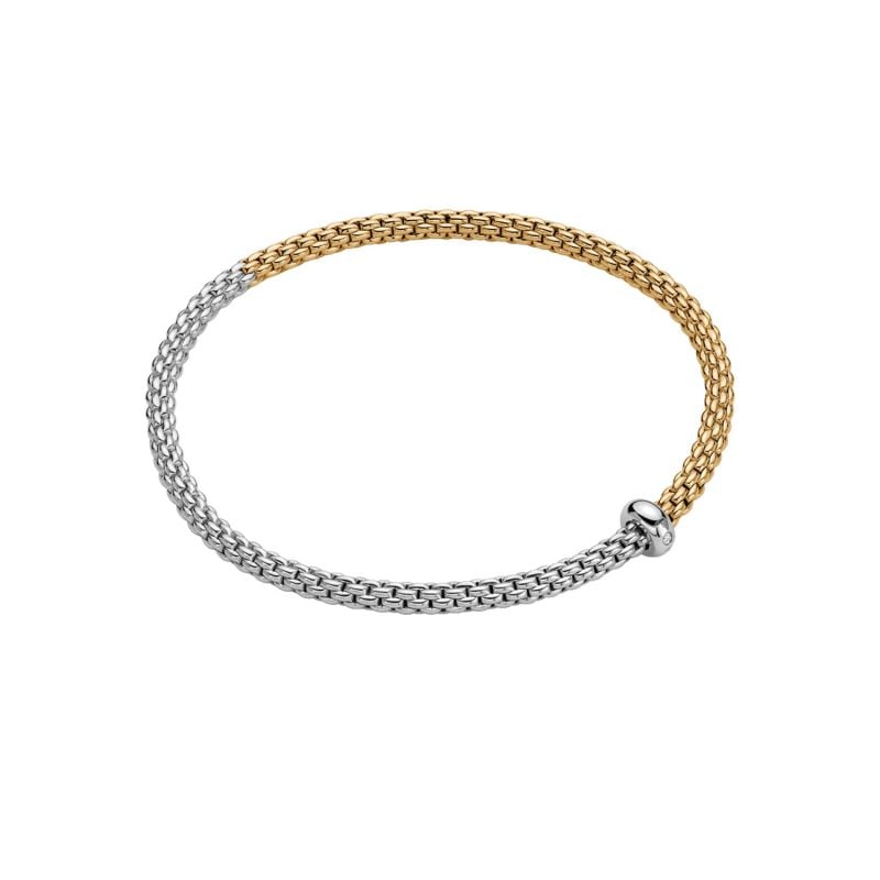 FOPE BRACELET IN YELLOW GOLD AND WHITE GOLD WITH 1 WHITE DIAMOND PRIMA