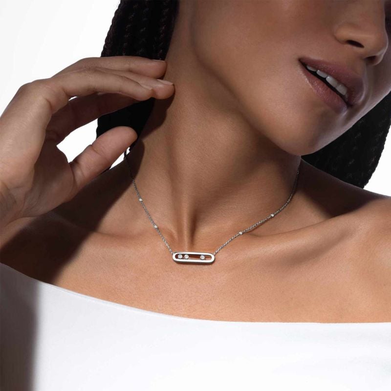 MESSIKA COLLAR DE ORO BLANCO CON BRILLANTES BLANCOS MOVE CLASSIQUE 