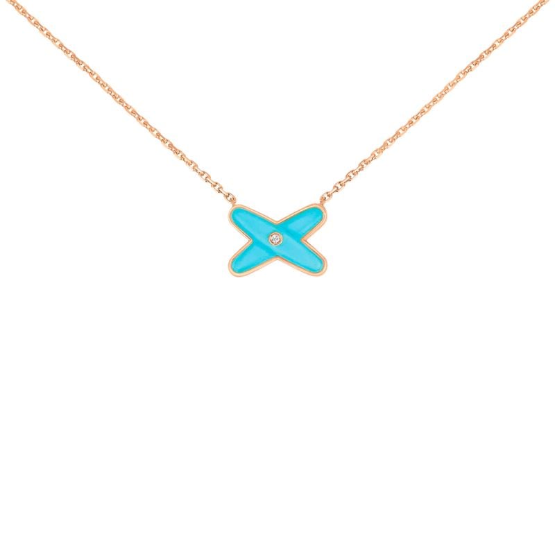 CHAUMET COLLAR EN ORO ROSA CON UN DIAMANTE Y TURQUESA JEUX DE LIENS