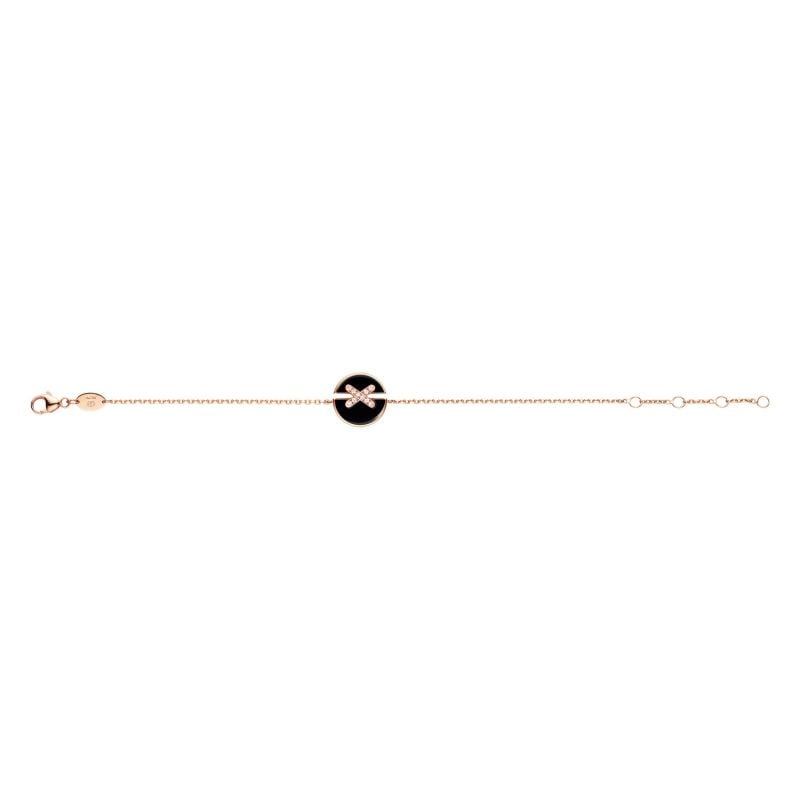 CHAUMET ROSE GOLD BRACELET WITH ONYX AND DIAMONDS LIENS HARMONY 