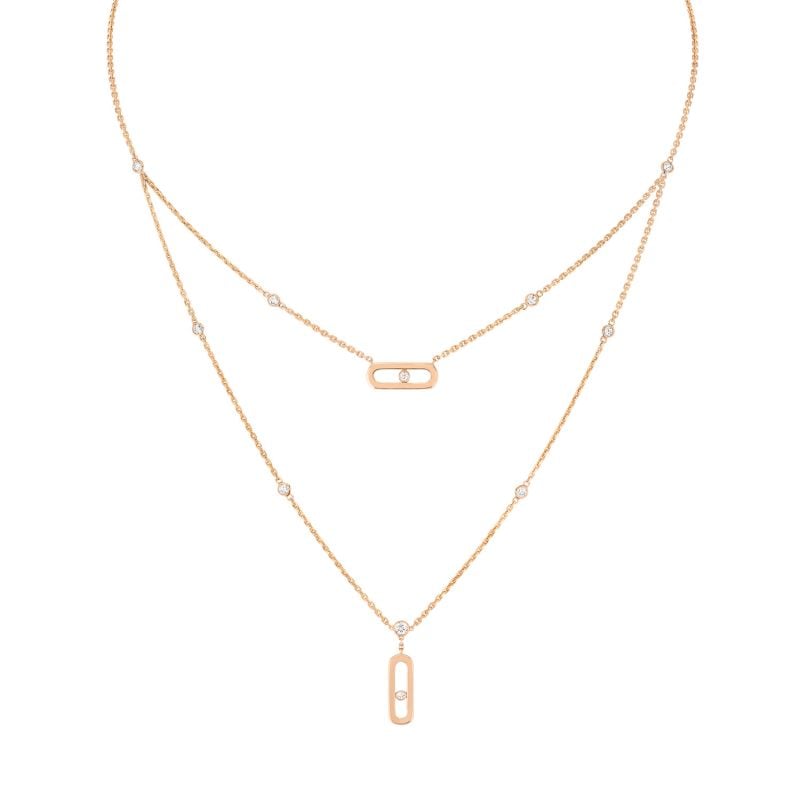 MESSIKA ROSE GOLD NECKLACE WITH DIAMONDS MOVE UNO 2 RANGS