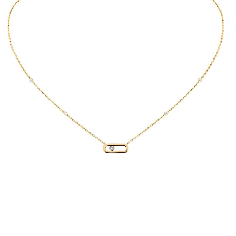 MESSIKA YELLOW GOLD NECKLACE WITH WHITE DIAMONDS MOVE UNO