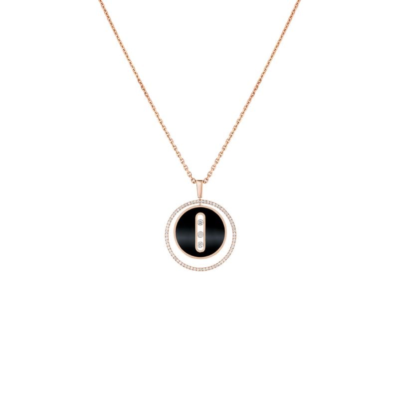 MESSIKA COLLAR DE ORO ROSA CON ONIX Y DIAMANTES LUCKY MOVE