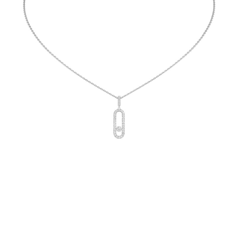 MESSIKA WHITE GOLD NECKLACE WITH DIAMONDS MOVE UNO