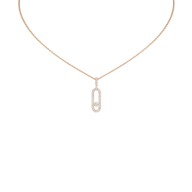 MESSIKA COLLAR DE ORO ROSA CON DIAMANTES MOVE UNO GM PAVE