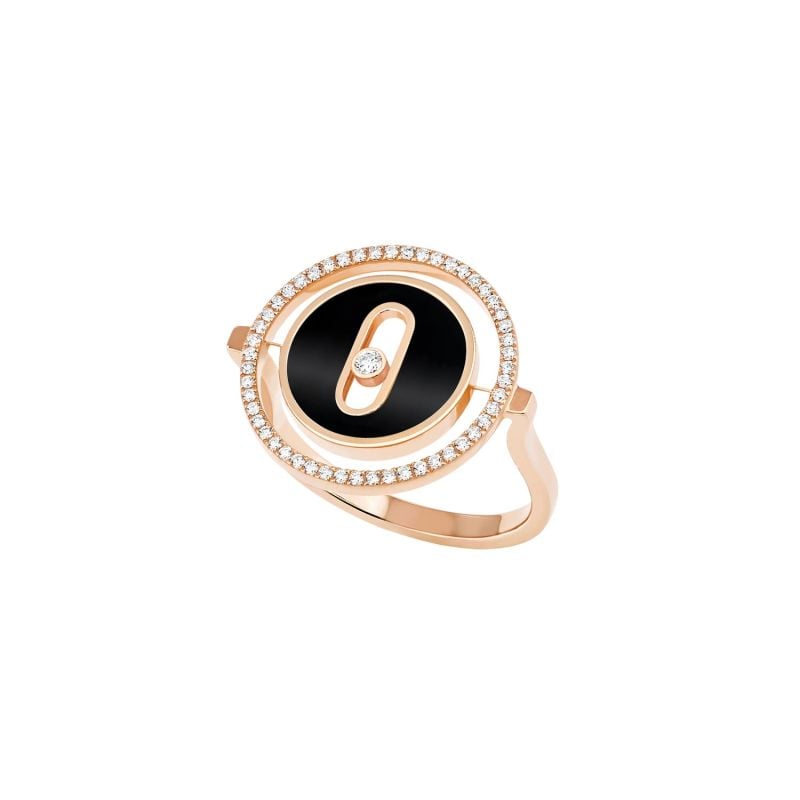 MESSIKA ROSE GOLD RING WITH ONYX AND DIAMONDS LUCKY MOVE COLOUR