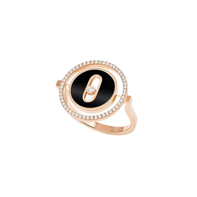 MESSIKA ANILLO DE ORO ROSA CON ONIX Y DIAMANTES LUCKY MOVE COLOUR