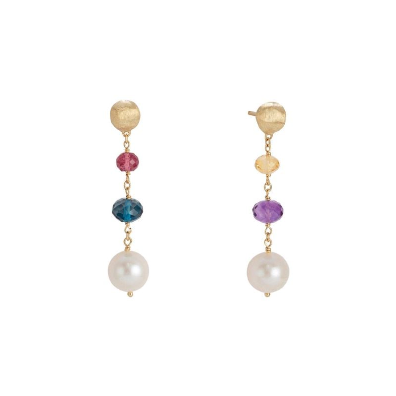 MARCO BICEGO PENDIENTES DE ORO AMARILLO CON PIEDRAS PRECIOSAS AFRICA