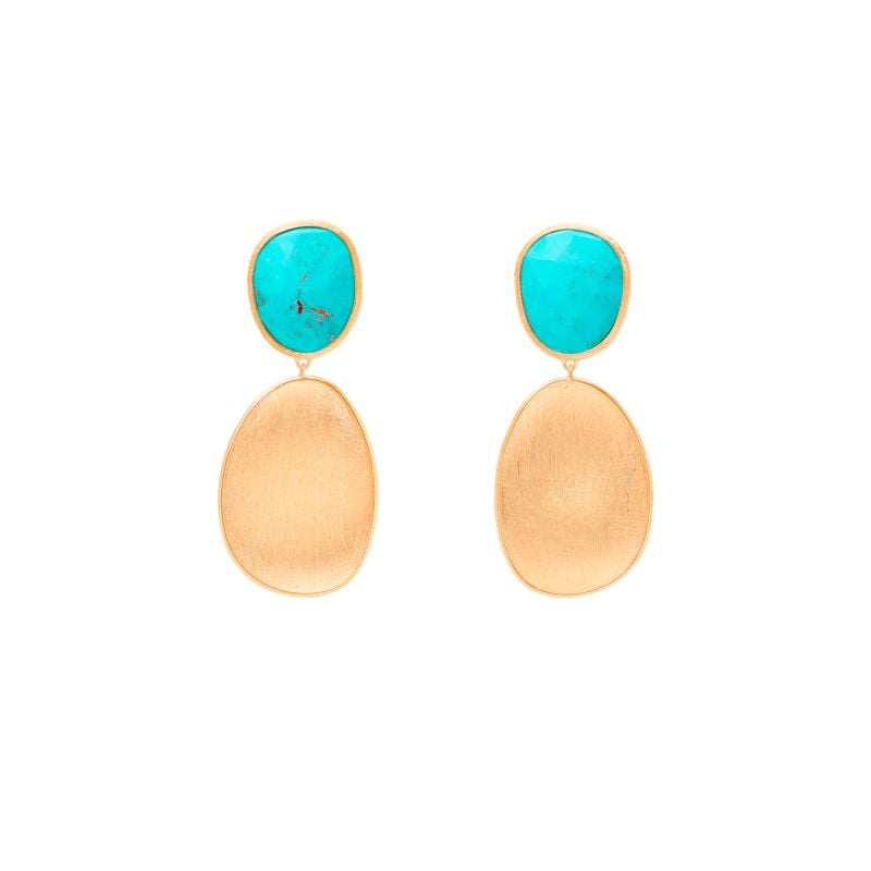 MARCO BICEGO PENDIENTES DE ORO AMARILLO CON TURQUESA LUNARIA COLOR