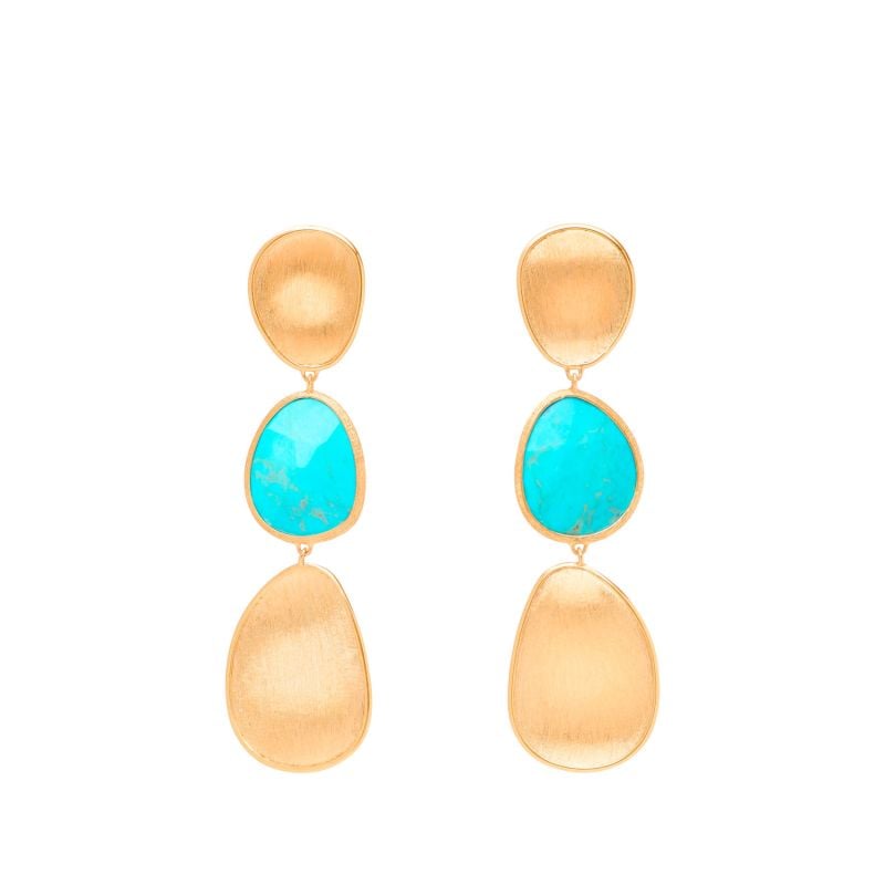 MARCO BICEGO PENDIENTES DE ORO AMARILLO Y TURQUESA LUNARIA COLOR