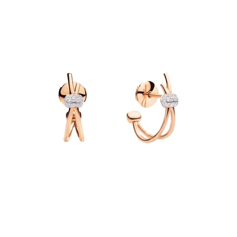POMELLATO ROSE GOLD EARRINGS WITH WHITE DIAMONDS TOGETHER