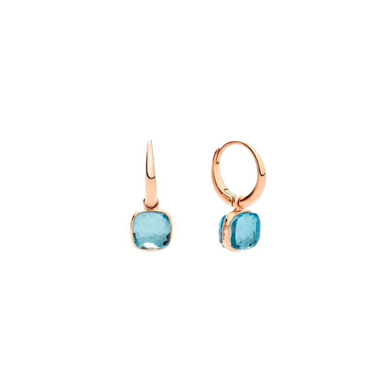 POMELLATO PENDIENTES DE ORO ROSA CON TOPACIO AZUL NUDO MINI