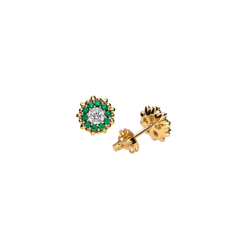LEO PIZZO PENDIENTES DE ORO AMARILLO CON ESMERALDAS Y DIAMANTES