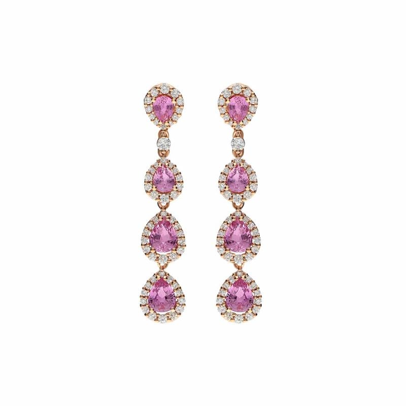 LEO PIZZO PENDIENTES DE ORO ROSA CON ZAFIROS ROSAS Y DIAMANTES