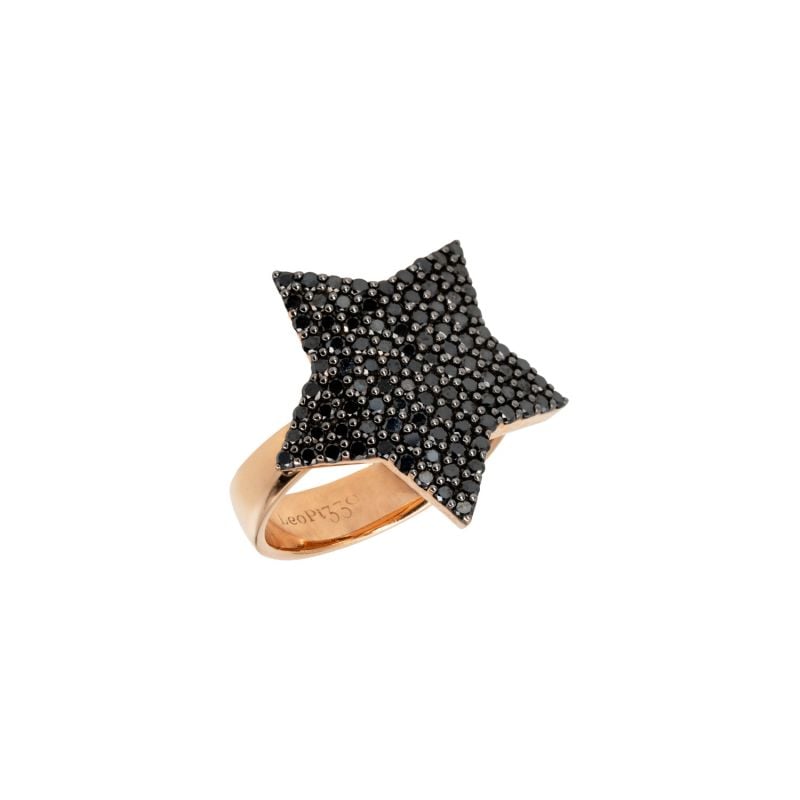 LEO PIZZO ANILLO EN ORO ROSA CON DIAMANTES NEGROS ESTRELLA 