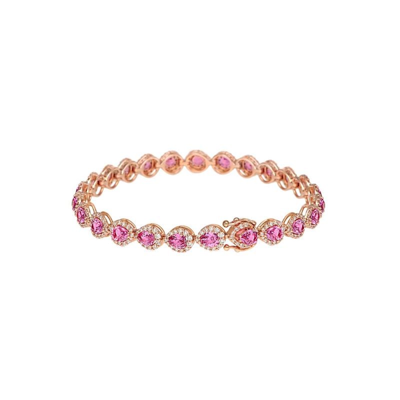 LEO PIZZO PULSERA DE ORO ROSA CON ZAFIROS ROSAS Y DIAMANTES