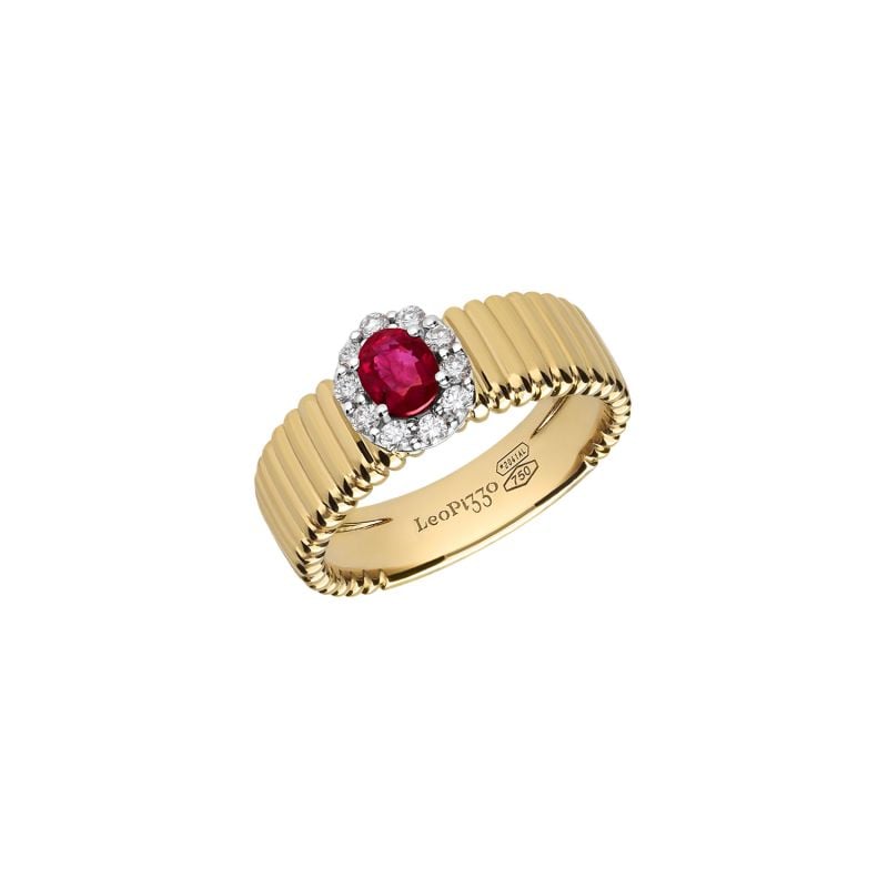LEOPIZZO ANILLO EN ORO BLANCO Y ORO AMARILLO CON DIAMANTES Y 1 RUBI