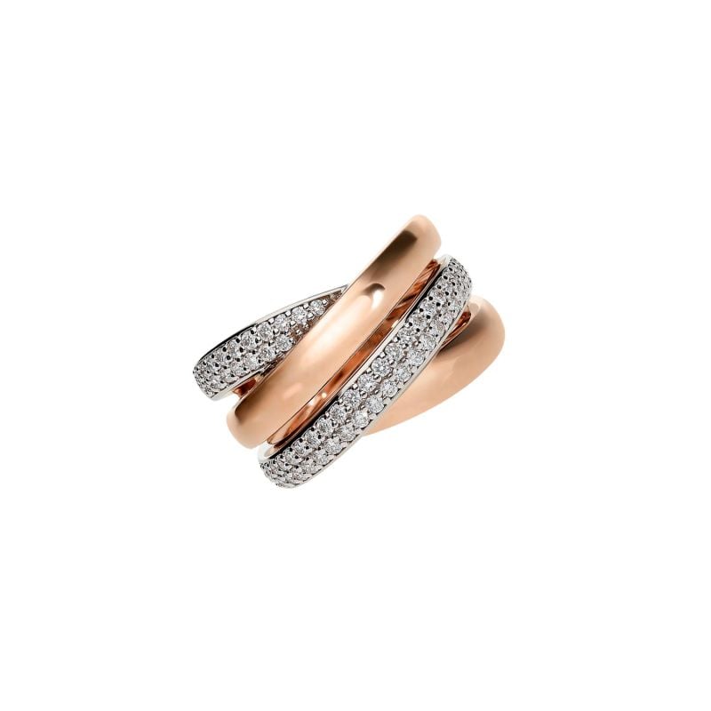 LEO PIZZO ANILLO DE ORO ROSA Y DE ORO BLANCO CON DIAMANTES BLANCOS
