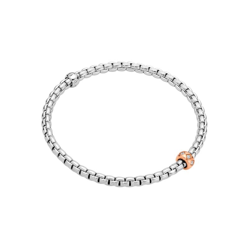 FOPE BRAÇALET EN OR BLANC I OR ROSA AMB DIAMANTS BLANCS FLEX'*IT EKA