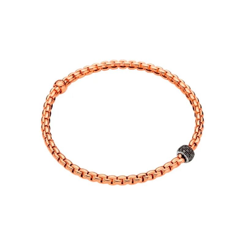 FOPE BRAÇALET EN OR ROSA I OR BLANC AMB BRILLANTS NEGRES FLEX'IT EKA