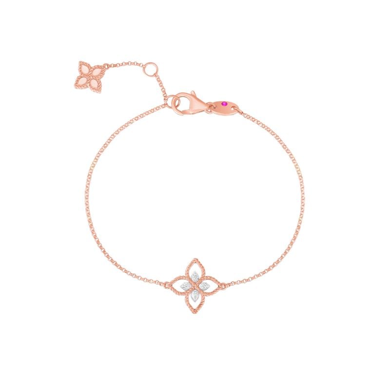 ROBERTO COIN PULSERA DE ORO ROSA Y DE ORO BLANCO CON DIAMANTES BLANCOS PRINCESS FLOWER