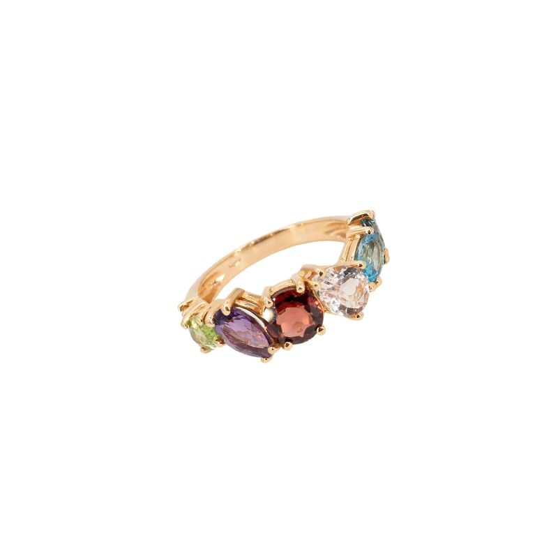 QUERA ANILLO DE ORO ROSA CON PIEDRAS MULTICOLOR