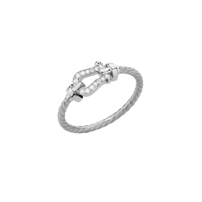 FRED BAGUE EN OR BLANC AVEC DIAMANTS BRILLANTS FORCE 10