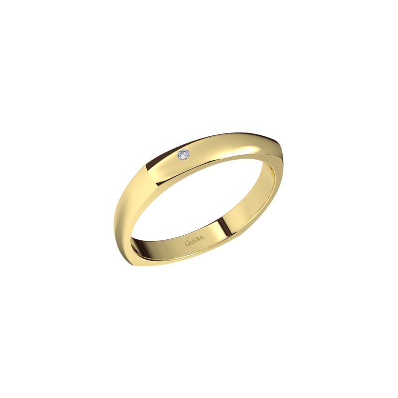QUERA ALIANZA DE BODA EN ORO AMARILLO CON UN DIAMANTE EQUO 