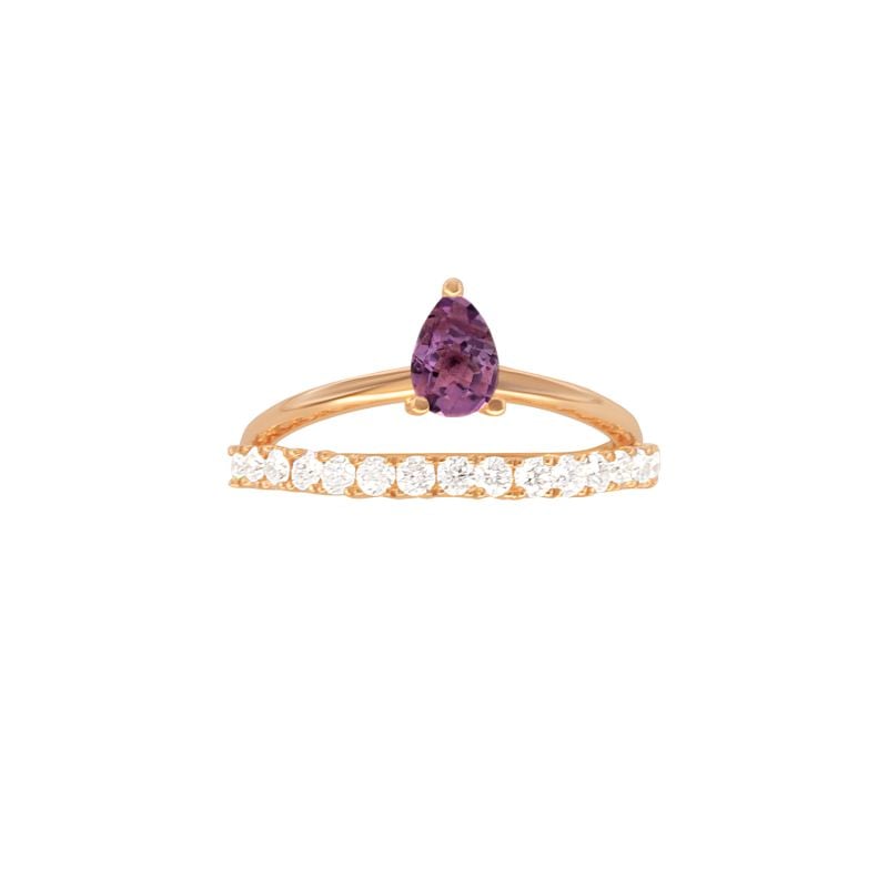 QUERA ROSE GOLD RING WITH DIAMONDS AND AMETHYST