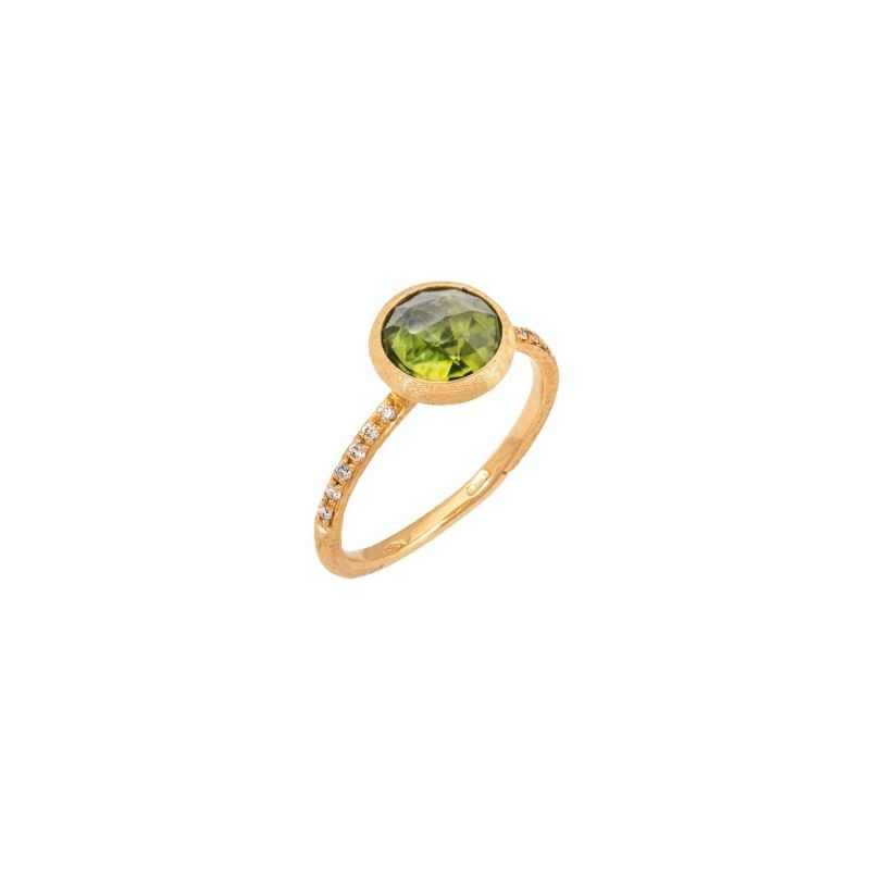 MARCO BICEGO ANILLO DE ORO AMARILLO CON DIAMANTES Y PERIDOTO JAIPUR