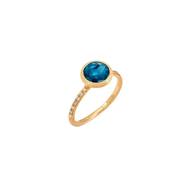 MARCO BICEGO ANILLO DE ORO AMARILLO CON DIAMANTES Y TOPACIO AZUL JAIPUR