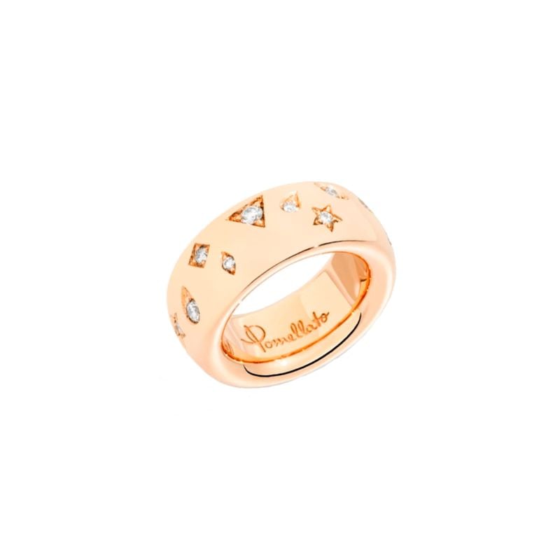 POMELLATO ANILLO DE ORO ROSA CON DIAMANTES BLANCOS ICONICA GRANDE