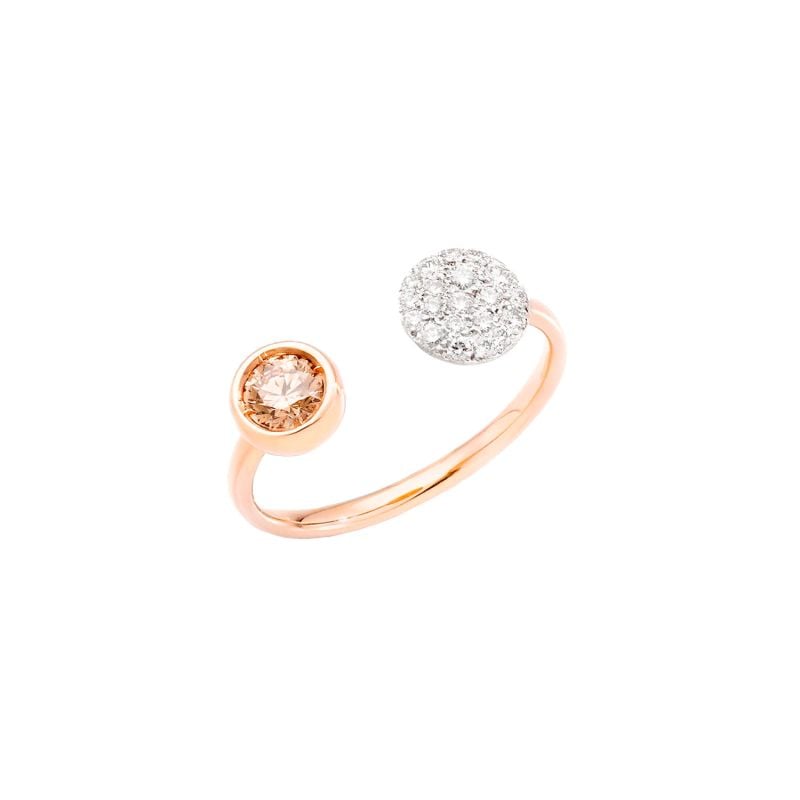 POMELLATO ANILLO DE ORO ROSA CON DIAMANTE BROWN Y DIAMANTES BLANCOS SABBIA
