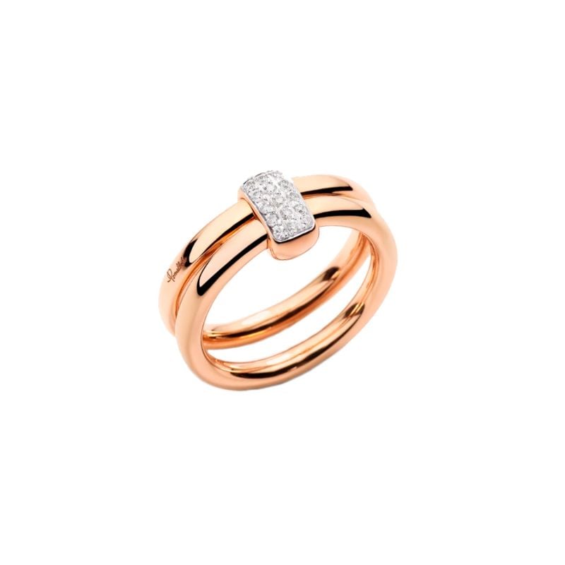 POMELLATO ROSE GOLD RING WITH WHITE DIAMONDS TOGETHER