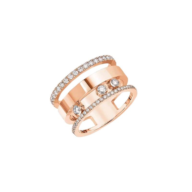 MESSIKA ANILLO DE ORO ROSA CON DIAMANTES BLANCOS MOVE ROMANE GM