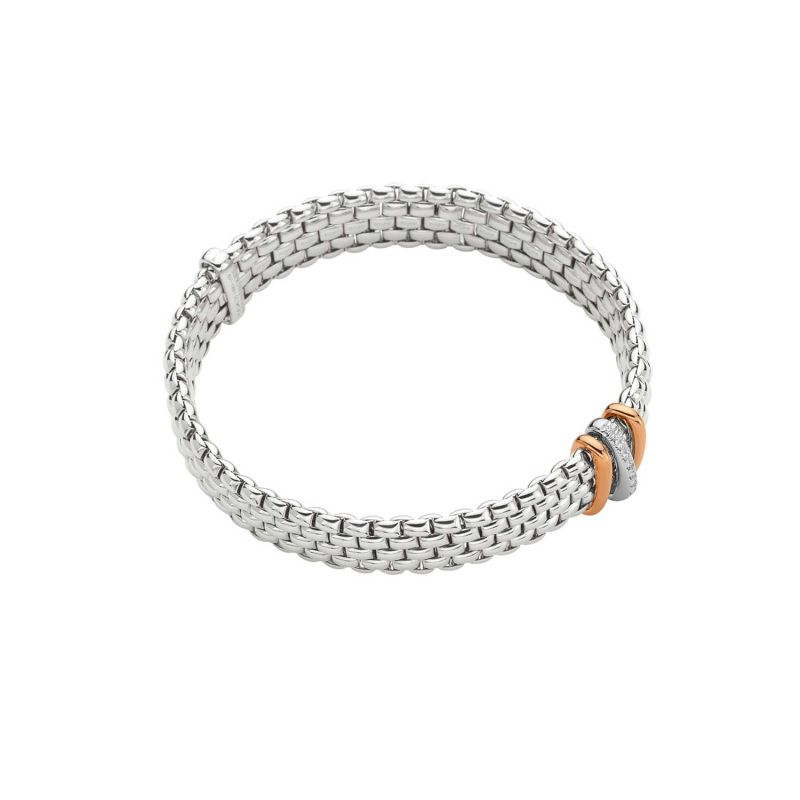 FOPE WHITE AND ROSE GOLD BRACELET WITH DIAMONDS PANORAMA