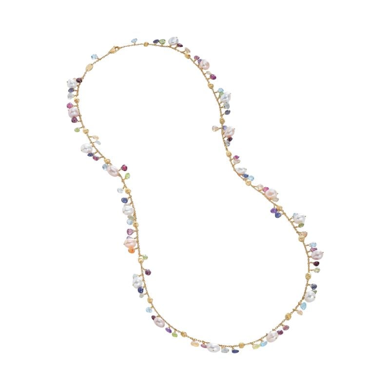 MARCO BICEGO NECKLACE IN YELLOW GOLD WITH COLORED PRECIOUS STONES AND PEARLS PARADISE 