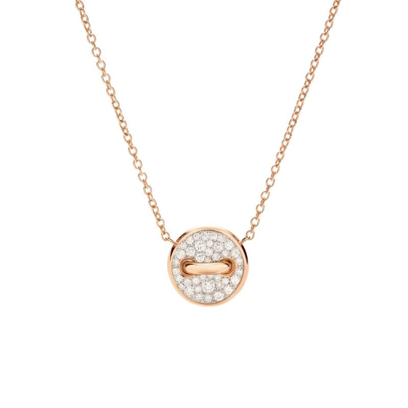 POMELLATO ROSE GOLD NECKLACE WITH WHITE DIAMONDS AND WHITE MOTHER OF PEARL POM-POM DOT