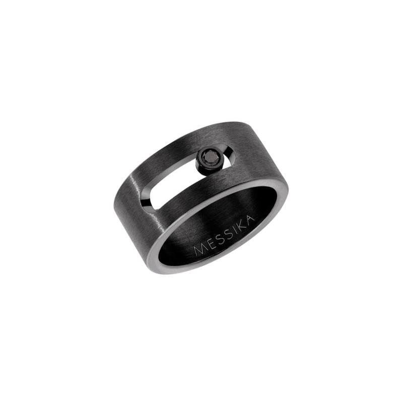 MESSIKA ANILLO DE TITANIO CON UN DIAMANTE NEGRO MOVE TITANIUM