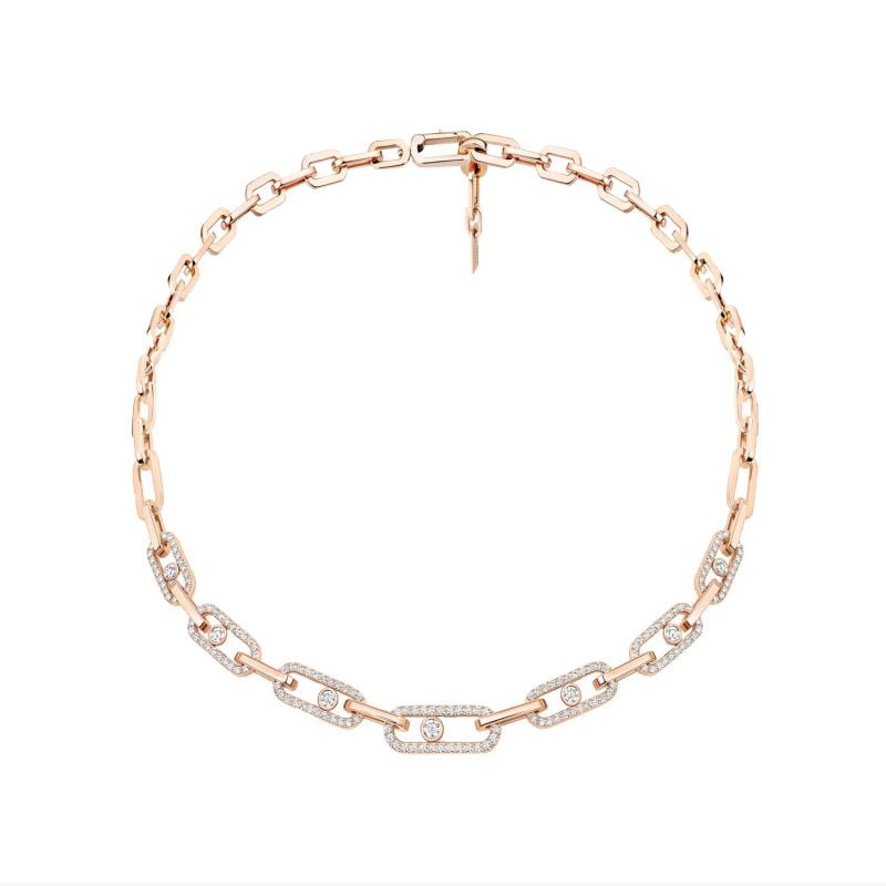 MESSIKA COLLAR EN ORO ROSA CON DIAMANTES BLANCOS MOVE LINK PAVE