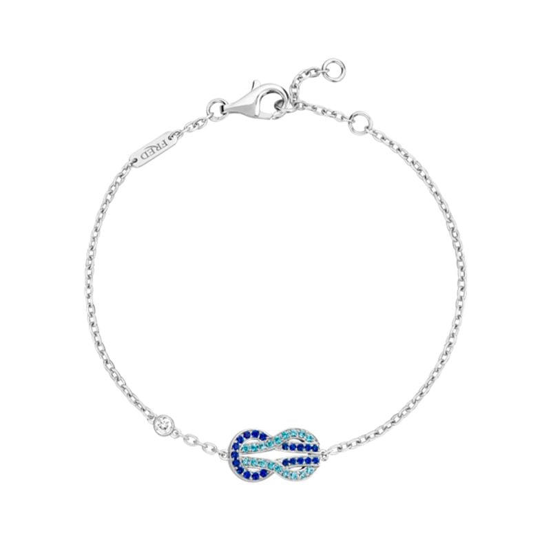 FRED WHITE GOLD BRACELET WITH BRILLIANT WHITE DIAMOND, TOPACES AND BLUE SAPPHIRES CHANCE INFINIE