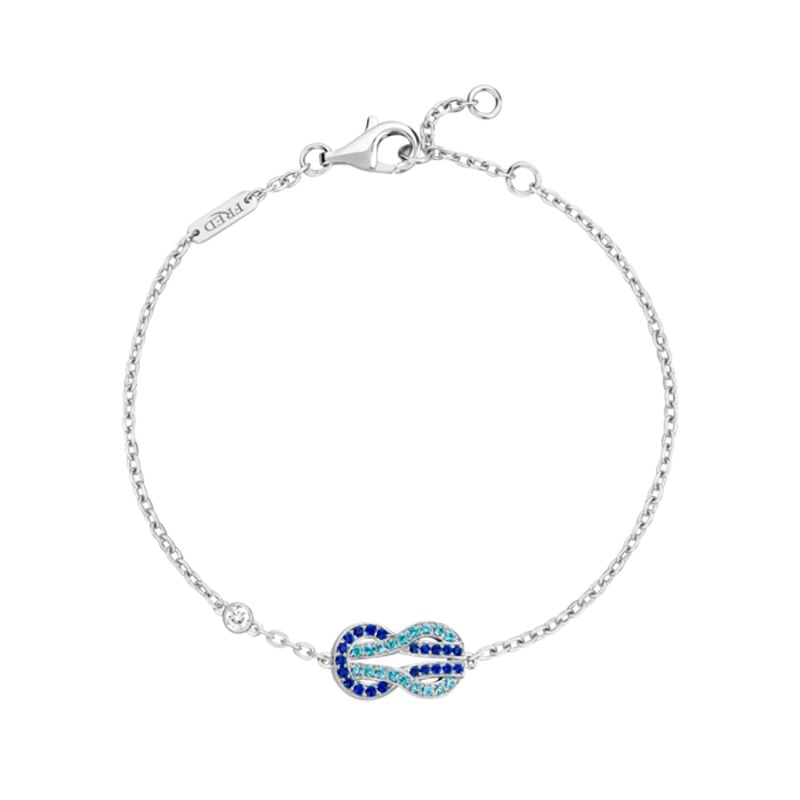 FRED BRACELET EN OR BLANC AVEC DIAMANT BLANC BRILLANT, TOPAZES ET SAPHIRS BLEUS CHANCE INFINIE