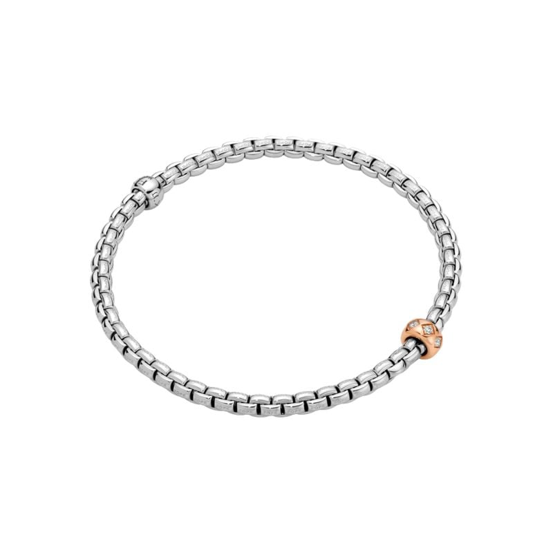 FOPE BRAÇALET D'OR BLANC I D'OR ROSA AMB DIAMANTS BLANCS FLEX'IT EKA